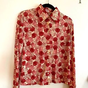 Graff Californiawear vintage pink seashell polyester shirt size Large